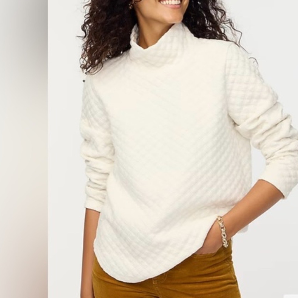 J. Crew White Quilted Sweatshirt; size L, new